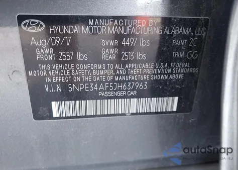2018 Hyundai Sonata Sel z USA, uszkodzony, nr VIN 5NPE34AF5JH637963